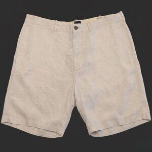 J Crew 100% Linen 9" Shorts Men 36 White Textured Nautical Beach Summer Coastal
